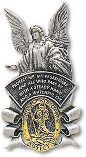 Guardian Angel With Prayer And Saint Christopher Visor Clip